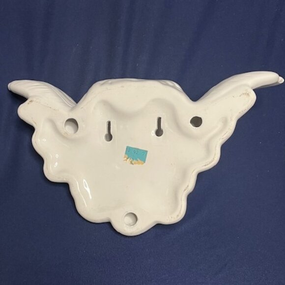 White Ceramic Hanging Angel Head w/Wings 11"(W)x7"(H) - Picture 5 of 15